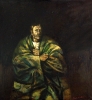 Виталий Карманов.  «Автопортрет в одеяле». 1999. Холст, масло. 140х130.