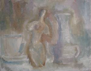 Е.Тавьева. Композиция со скульптурой. 2011. х.м. 33х41,5.