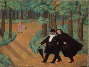 Маркс и Гейне на прогулке. 1960. По мотивам ксилографии 1930-х гг. Холст, масло