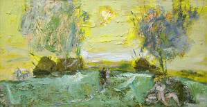 Вечер в деревне хм 40х80 99