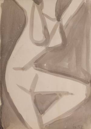 Ю.Соостер. Ню. 1957. Бумага, акварель.