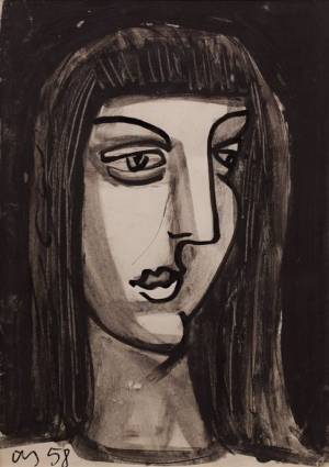 Ночной портрет. 1958. Бумага, смеш. техника.