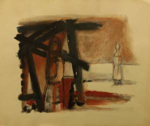 Пожарище, 2014. Бум., гуашь, соус