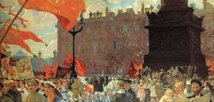 Кустодиев-Праздник в честь II конгресса Коминтерна на площади Урицкого-1921