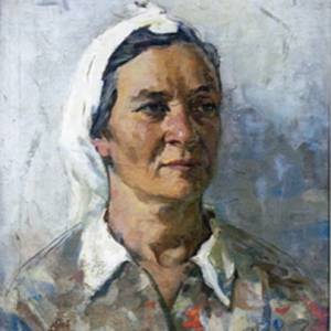  Котаев Г.С. Портрет матери (этюд). Х.,м. 45х35. 1955