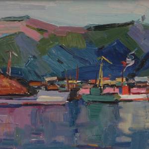 М.Е. Бронников. Вид на Самарово. г. Ханты-Мансийск. 1967 г. БУ Музей Природы и Человека.