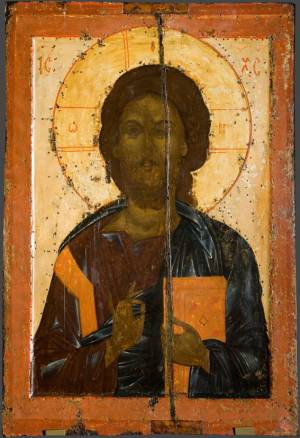 Икона Спас Вседержитель. 1360-е годы. Дерево, левкас, яичная темпера Государственная Третьяковская г