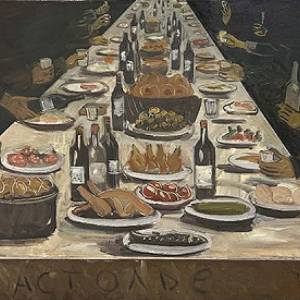 Максим Смоленцев 
«Застолье». 2024 г. 
Холст, масло, 120х80
